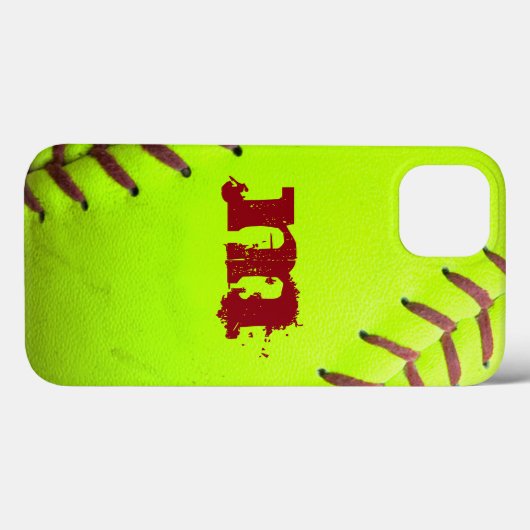 Softball Geel Fast Monogram IPAD Case (Achterkant (horizontaal))