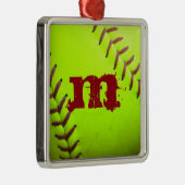 Softball Geel Fast Pit Monogram Initiaal Ornament (Rechts)