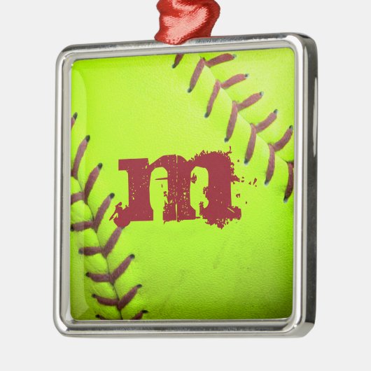 Softball Geel Fast Pit Monogram Initiaal Ornament (Links)