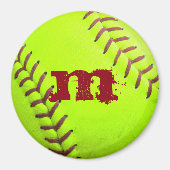 Softball Geel Fast Pitch Monogram Initiaal Magnet (Voorkant)