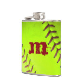 Softball Geel Fast Pitch Monogram Whiskey Flask Heupfles (Links)