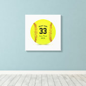  Softball Geel Rood en Zwart Sport Canvas Afdruk (Insitu (Houten vloer))
