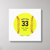  Softball Geel Rood en Zwart Sport Canvas Afdruk (Voorkant)