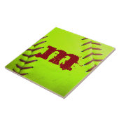 Softball Geel Snelle Hoogte Monogram Vertoning Teg Tegeltje (Zijkant)