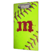 Softball Geel Snelle Monogram Initiaal Clip Board Klembord (Links)
