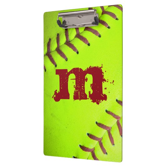 Softball Geel Snelle Monogram Initiaal Clip Board Klembord (Links)