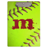 Softball Geel Snelle Monogram Initiaal Clip Board Klembord (Voorkant)