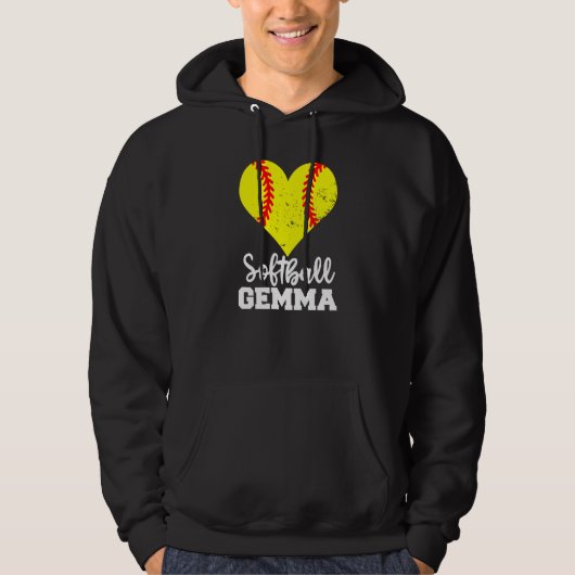 Softball Gemma Softball Heart Grandma Gemma Hoodie (Voorkant)