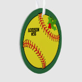 Softball Gepersonaliseerde Foto Kerstmis Ornament (voorkant)