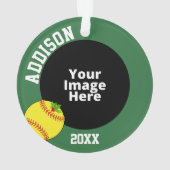 Softball Gepersonaliseerde Foto Kerstmis Ornament (achterkant)