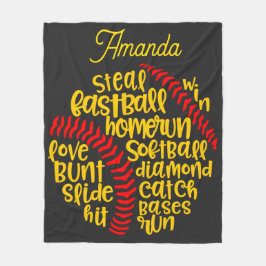 Softball Gezegden Monogram Fleece Deken