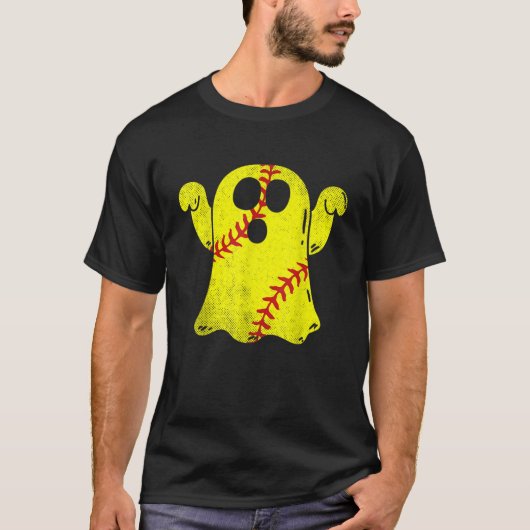 Softball Ghost Softball Lover Halloween Costuum T-shirt (Voorkant)