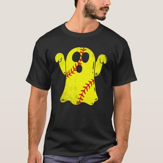 Softball Ghost Softball Lover Halloween Costuum T-shirt (Voorkant)