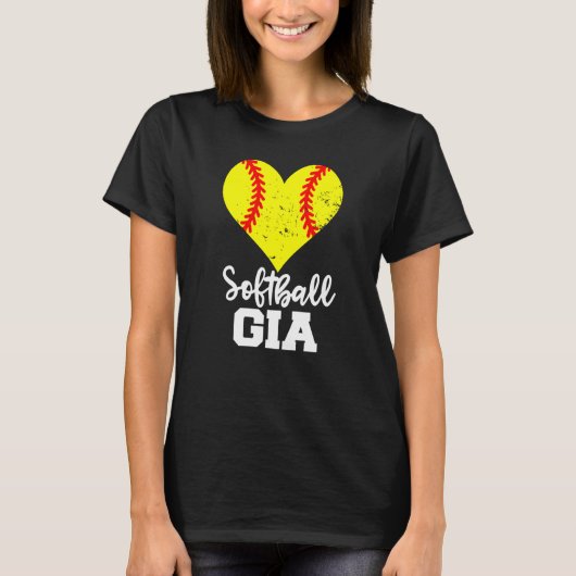 Softball Gia Softball Heart Grandma Gia T-shirt (Voorkant)