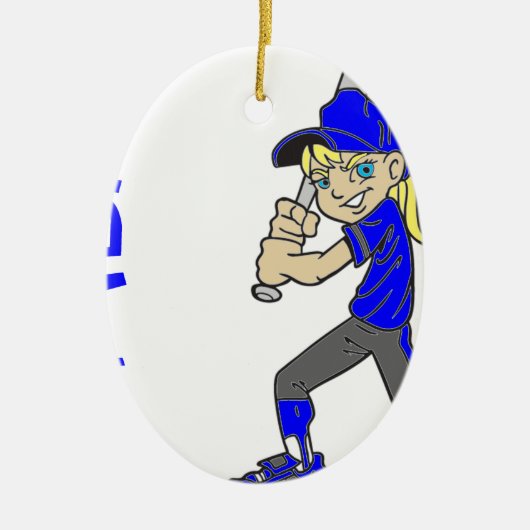 SOFTBALL GIRL BAT KERAMISCH ORNAMENT (Voorkant)