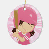 Softball Girl Batter in roze en wit Keramisch Ornament (Links)