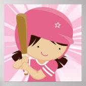 Softball Girl Batter in roze en wit Poster (Voorkant)