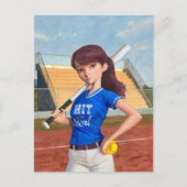 Softball Girl Briefkaart (Voorkant)