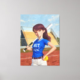 Softball Girl Canvas Afdruk