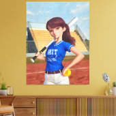 Softball Girl Canvas Afdruk (Insitu (Woonkamer))