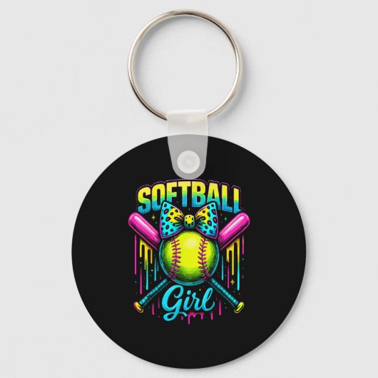 Softball Girl Drip Funny Softball Player Sleutelhanger (Voorkant)