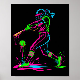 Softball girl ice cream softball drip  poster