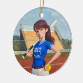 Softball Girl Keramisch Ornament (Links)