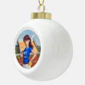 Softball Girl Keramische Bal Ornament (Rechts)