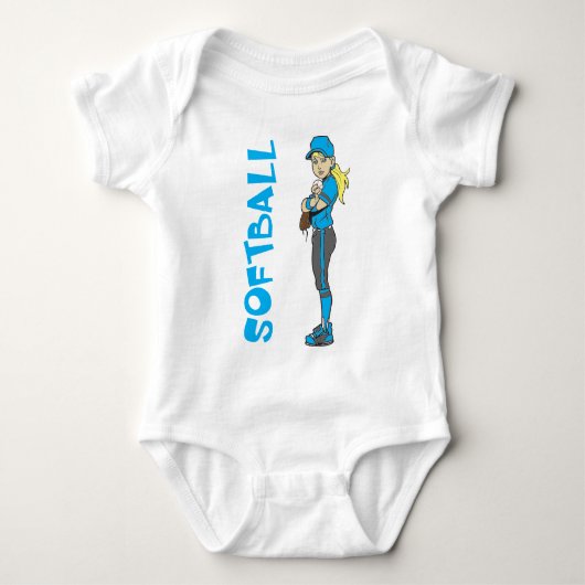 SOFTBALL GIRL PITCHER TEKST ROMPER (Voorkant)