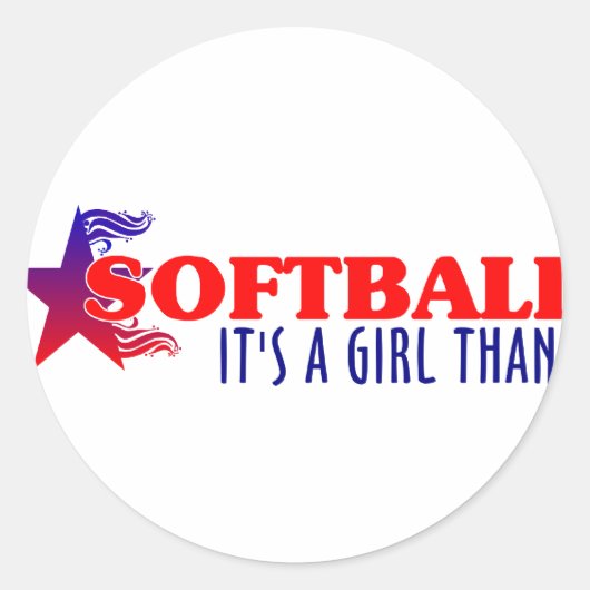 Softball...Girl Thang Ronde Sticker (Voorkant)
