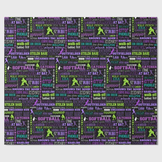 Softball Girls Black 1 Cadeaupapier (Vlak)