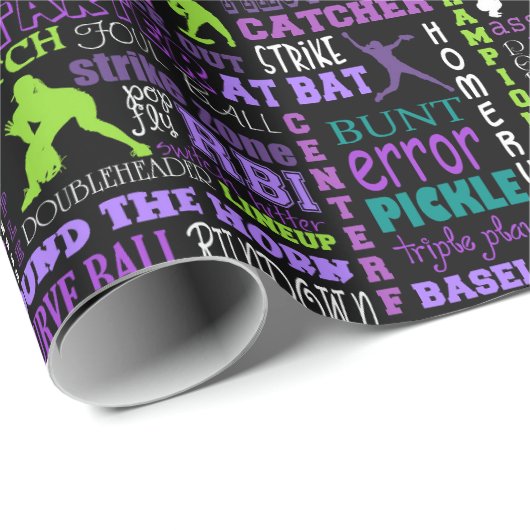 Softball Girls Black 1 Cadeaupapier (Rol Hoek)