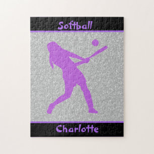 Softball Girls Paars en Silver Sparkle Legpuzzel