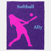 Softball Girls Paars Sparkle Fleece Blanket Deken (Voorkant)