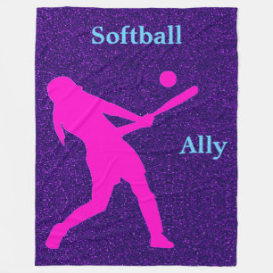 Softball Girls Paars Sparkle Fleece Blanket Deken