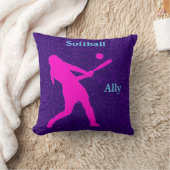 Softball Girls Paarse Sparkle Kussen (Deken)