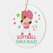 Softball Girls Rule, gepersonaliseerd met foto Keramisch Ornament (Links)