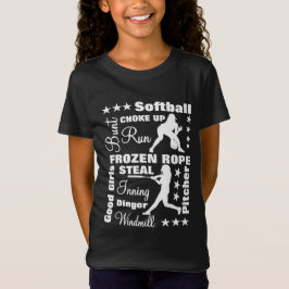 Softball Girls Sports Terminoligy Words Typografie T-shirt