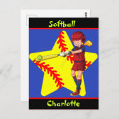 Softball Girls Star Batter Swing Persoonlijk Briefkaart (Voorkant / Achterkant)