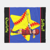 Softball Girls Star Batter Swing Persoonlijk Fleece Deken (Voorkant (Horizontaal))