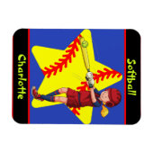 Softball Girls Star Batter Swing Persoonlijk Magneet (Horizontaal)
