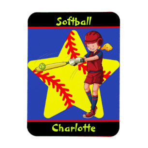 Softball Girls Star Batter Swing Persoonlijk Magneet