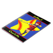 Softball Girls Star Batter Swing Persoonlijk Notitieboek (Linkerzijde)