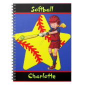Softball Girls Star Batter Swing Persoonlijk Notitieboek (Voorkant)
