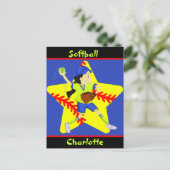Softball Girls Star Pitcher, gepersonaliseerd Briefkaart (Staand voorkant)