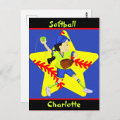 Softball Girls Star Pitcher, gepersonaliseerd Briefkaart (Voorkant / Achterkant)