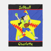 Softball Girls Star Pitcher, gepersonaliseerd Fleece Deken (Voorkant)