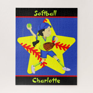 Softball Girls Star Pitcher, gepersonaliseerd Legpuzzel