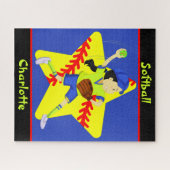 Softball Girls Star Pitcher, gepersonaliseerd Legpuzzel (Horizontaal)