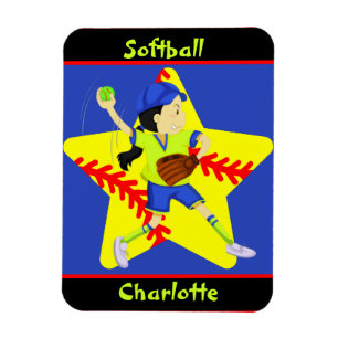 Softball Girls Star Pitcher, gepersonaliseerd Magneet